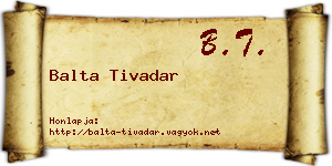 Balta Tivadar névjegykártya